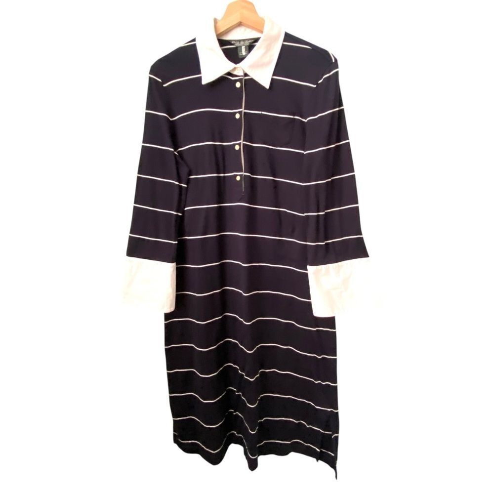Brooks Brothers Elegant Black and White Striped Dress in Size Large - Picture 2 of 9